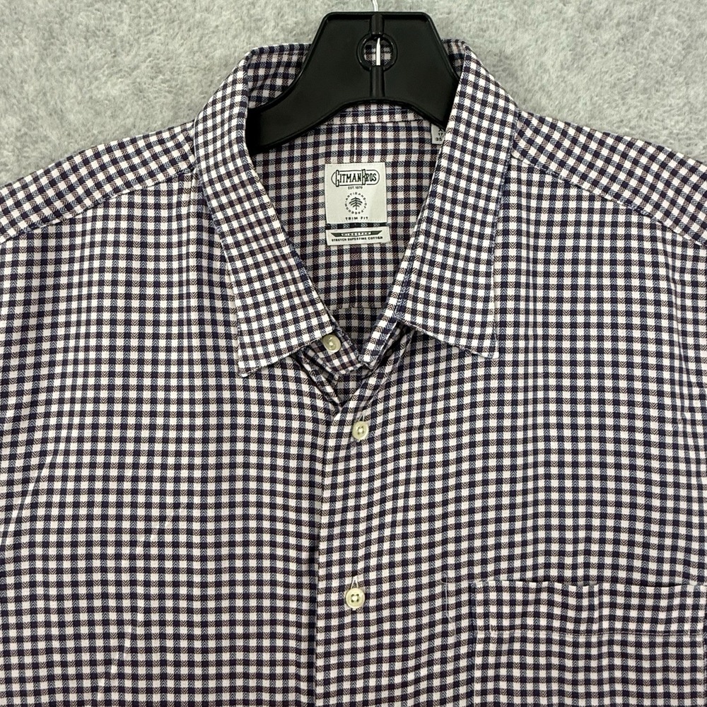 Gitman Bros Shirt Men's XL Purple Wingspan Trim Fit Allen Edmonds USA Made Plaid